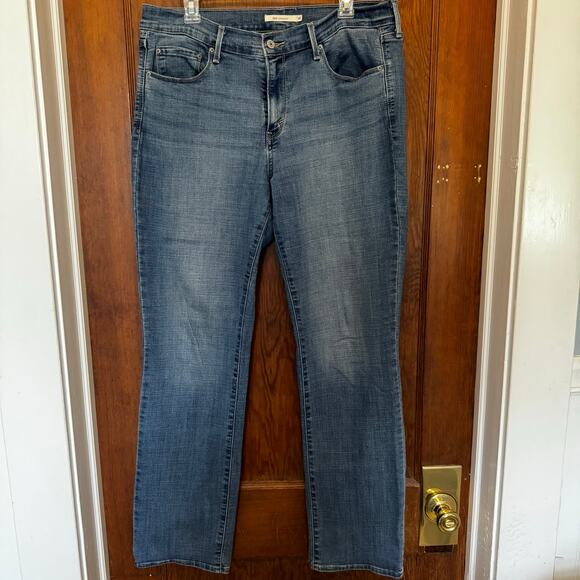 Levi’s 505 Straight Stretch Denim Jeans Womens 14 34 - Picture 1 of 9